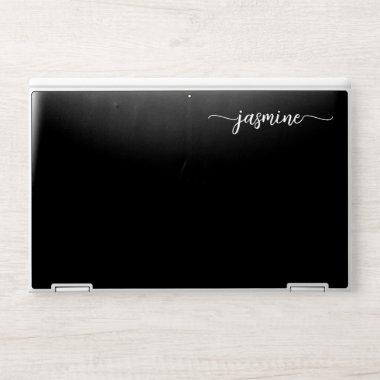 Glam Black Monogram Name Modern Signature HP Laptop Skin