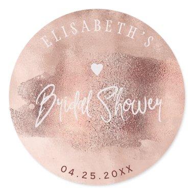 Glam blush rose gold copper glitter  classic round sticker