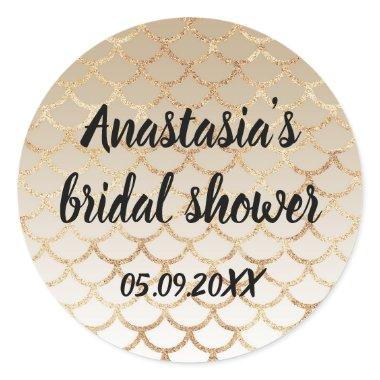 Glam  Gold Mermaid Glitter Sparkles Classic Round Sticker