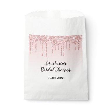 Glam Bridal Shower Pink Rose Gold Glitter Drips Favor Bag