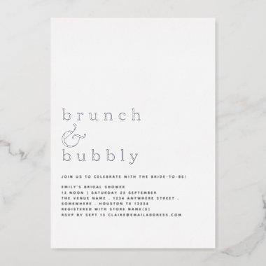 Glam Brunch Bubbly Bridal Shower Real Foil Invitations