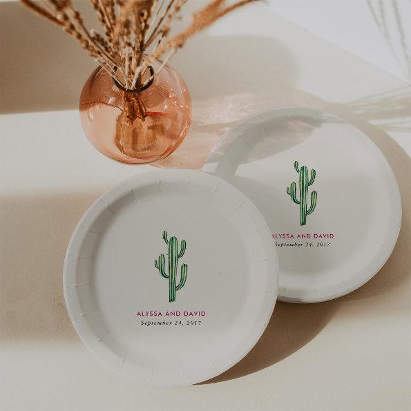 Glam Cactus Wedding Paper Plates