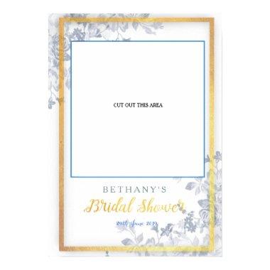 Glam Flowers Gold Bridal Shower Cut Photo Booth Poster