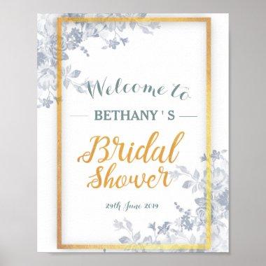 Glam Flowers Gold Frame Bridal Shower Sign