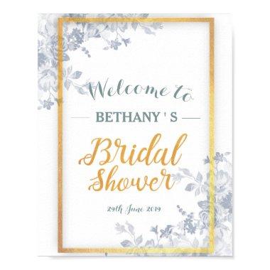 Glam Flowers Gold Frame Bridal Shower Sign