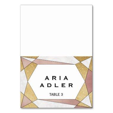 Glam Geometric Diamond Escort Place Invitations