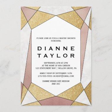 Glam Geometric Diamond Lingerie Shower Invitations