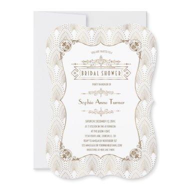 Glam Gold Fleur-de-lis Great Gatsby Bridal Shower Invitations