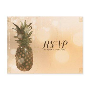 Glam Golden Pineapple Elegant Wedding RSVP Invitation Post