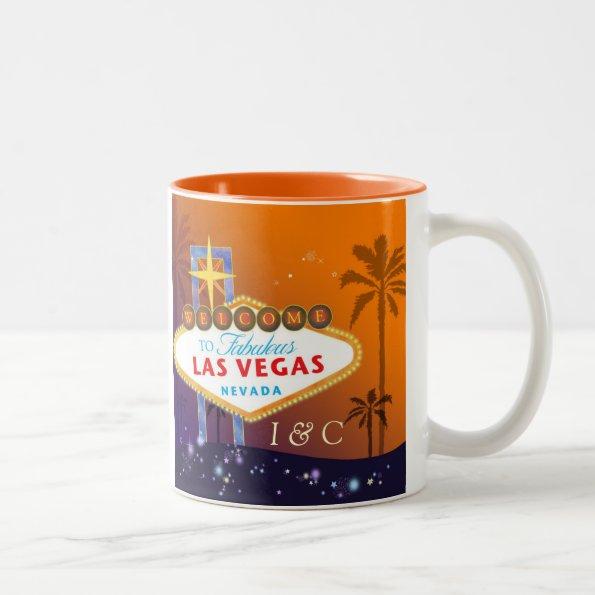 Glam Las Vegas Monogrammed Wedding Two-Tone Coffee Mug