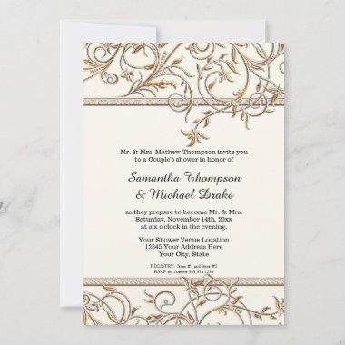 Glam Old Hollywood Regency Gold Couples Shower Invitations