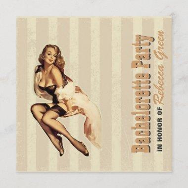 glam pin up girl bachelorette lingerie party Invitations