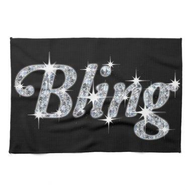 Glam print featuring faux diamond bling design kitchen towel