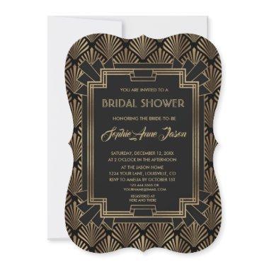 Glam Roaring 20's Great Gatsby Bridal Shower Invitations