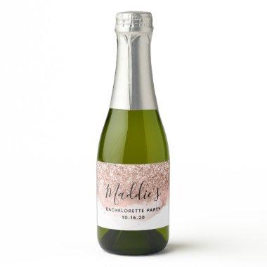 Glam Rose Gold Glitter  Sparkling Wine Label