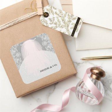 Glamorous Bride Here Comes The Bride Shower Party Square Sticker