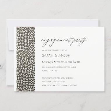 GLAMOROUS COPPER SILVER DOTS MOSAIC ENGAGEMENT Invitations