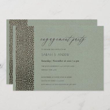 GLAMOROUS COPPER SILVER DOTS MOSAIC ENGAGEMENT Invitations