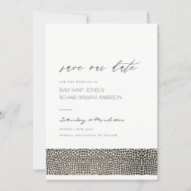 GLAMOROUS COPPER SILVER DOTS MOSAIC SAVE THE DATE