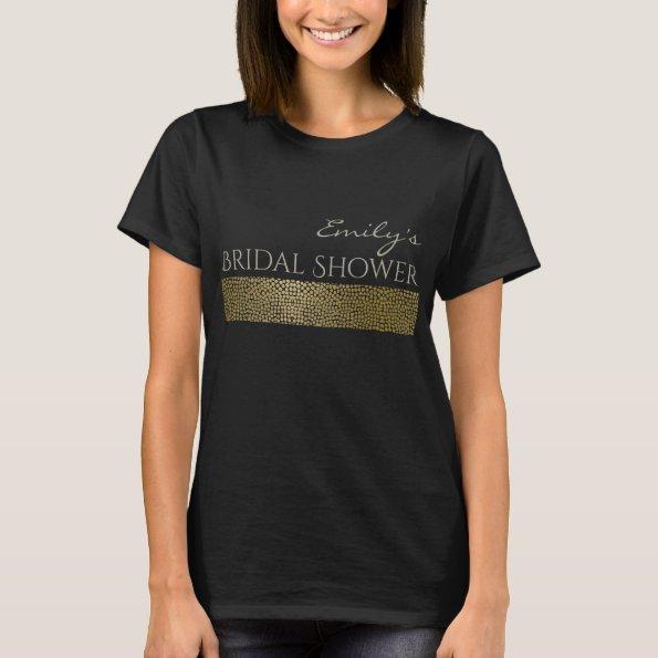GLAMOROUS GOLD BACK MOSAIC BRIDAL SHOWER MONOGRAM T-Shirt