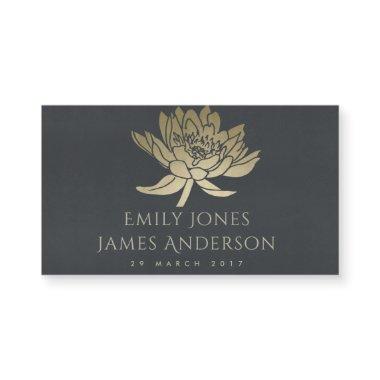 GLAMOROUS GOLD BLACK LOTUS FLORAL SAVE THE DATE