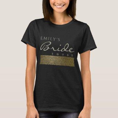 GLAMOROUS GOLD BLACK MOSAIC BRIDE SQUAD MONOGRAM T-Shirt