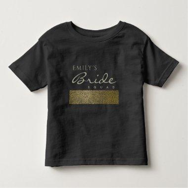 GLAMOROUS GOLD BLACK MOSAIC BRIDE SQUAD MONOGRAM TODDLER T-SHIRT