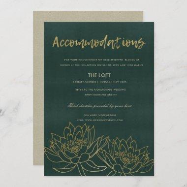 GLAMOROUS GOLD GREEN LOTUS FLORAL ACCOMMODATION Invitations