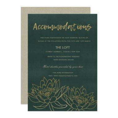 GLAMOROUS GOLD GREEN LOTUS FLORAL ACCOMMODATION Invitations