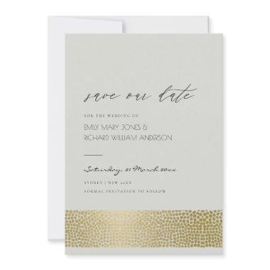 GLAMOROUS GOLD GREY DOTS MOSAIC SAVE THE DATE