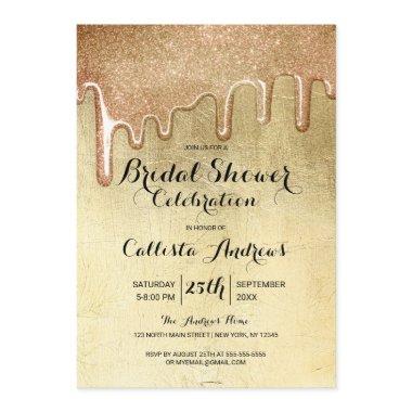 Glamorous Gold Thick Glitter Drips Bridal Shower Invitations