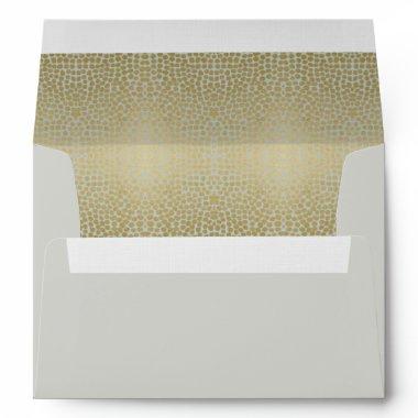 GLAMOROUS GOLD VELVET GREY DOTS MOSAIC MONOGRAM ENVELOPE