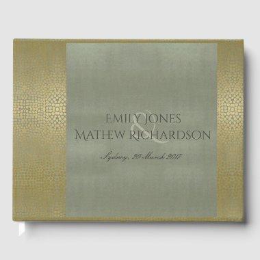 GLAMOROUS GOLD VELVET GREY MOSAIC DOT PERSONALISED GUEST BOOK