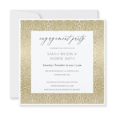 GLAMOROUS GOLD WHITE DOTS MOSAIC ENGAGEMENT Invitations