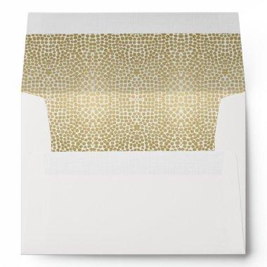 GLAMOROUS GOLD WHITE DOTS MOSAIC MONOGRAM ENVELOPE