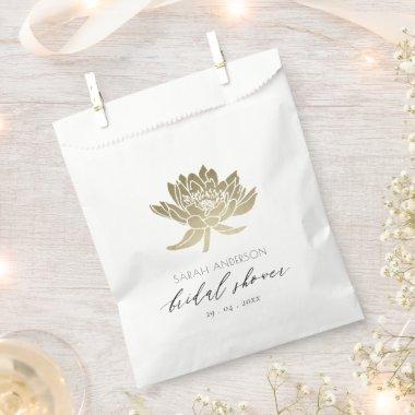 GLAMOROUS GOLD WHITE LOTUS FLORAL BRIDAL SHOWER FAVOR BAG