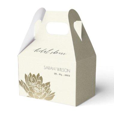 GLAMOROUS GOLD WHITE LOTUS FLORAL BRIDAL SHOWER FAVOR BOXES