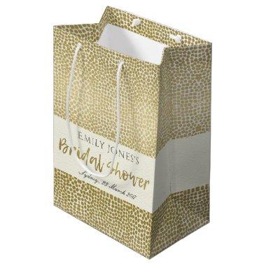 GLAMOROUS GOLD WHITE MOSAIC DOTS BRIDAL SHOWER MEDIUM GIFT BAG