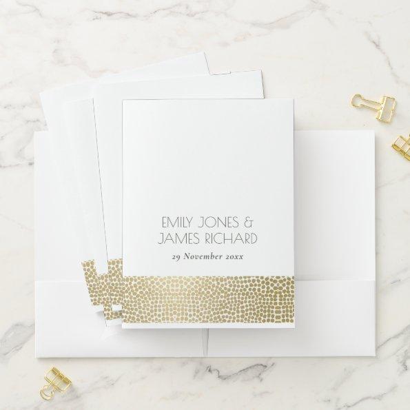 GLAMOROUS GOLD WHITE MOSAIC DOTS PERSONALISED POCKET FOLDER