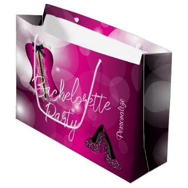 Glamorous Lingerie Bachelorette | Hot Pink Bokeh Large Gift Bag