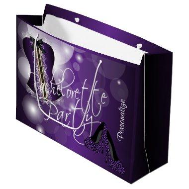 Glamorous Lingerie Bachelorette | Purple Bokeh Large Gift Bag