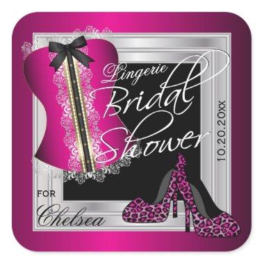 Glamorous Lingerie Corset Bridal Shower | Pink Square Sticker