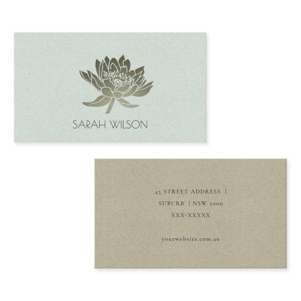 GLAMOROUS PALE BLUE GOLD LOTUS FLORAL ADDRESS BUSINESS