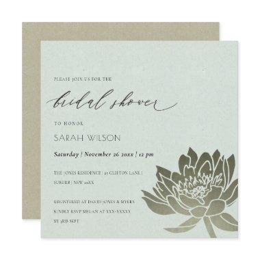 GLAMOROUS PALE BLUE SILVER LOTUS BRIDAL SHOWER Invitations