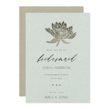 GLAMOROUS PALE BLUE SILVER LOTUS FLORA BRIDESMAID Invitations