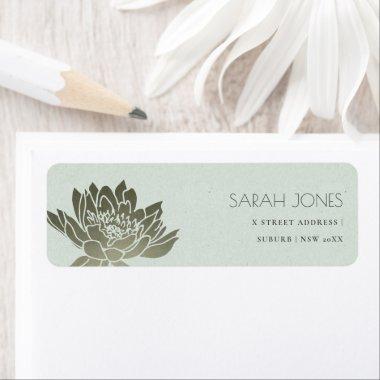 GLAMOROUS PALE BLUE SILVER LOTUS FLORAL ADDRESS LABEL