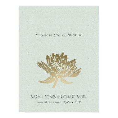 GLAMOROUS PALE BLUE SILVER LOTUS FLORAL WEDDING POSTER