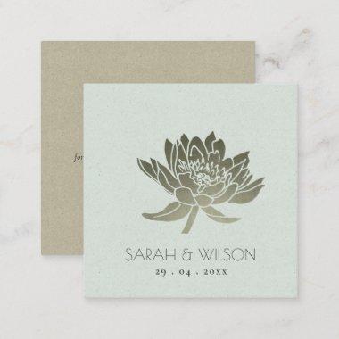 GLAMOROUS PALE BLUE SILVER LOTUS FLORAL WEDDING SQUARE BUSINESS Invitations