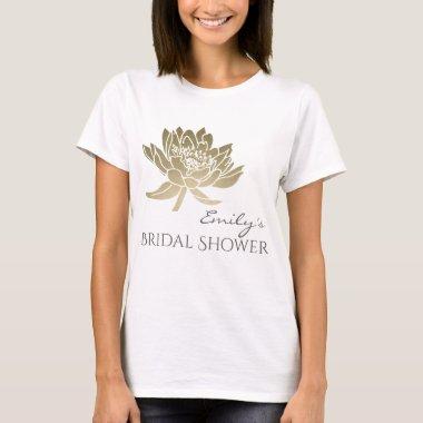 GLAMOROUS PALE GOLD LOTUS BRIDAL SHOWER MONOGRAM T-Shirt