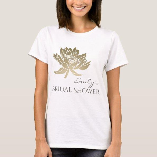 GLAMOROUS PALE GOLD LOTUS BRIDAL SHOWER MONOGRAM T-Shirt